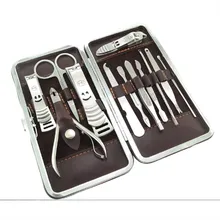 Нержавеющая кусачки резак для ногтей машинка для стрижки педикюра маникюрный набор Набор Чехол 12 в 1 Набор JIU55