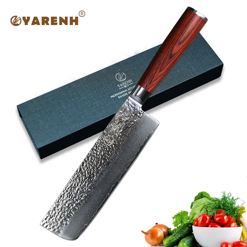 YARENH Damascus nakiri vegetable knife professnalSlicing Knife bestchef