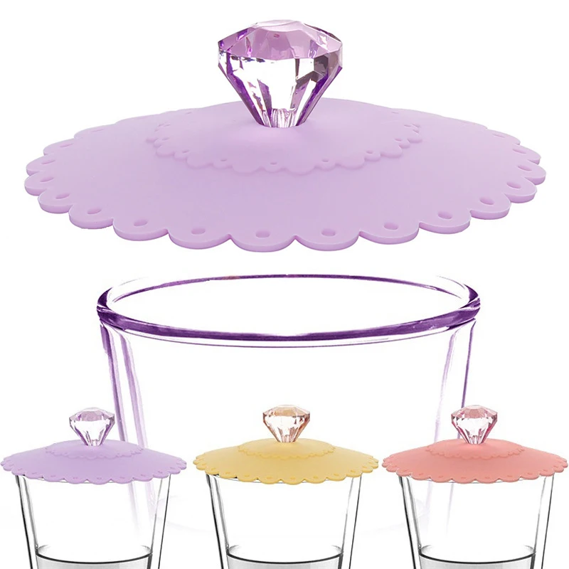 

Lace Dust Proof Leakp Roof Reusable Silicone Diamond Cup Lid Insulation Cover Thermal Insulation Cup Cover Seal Cover 2MI