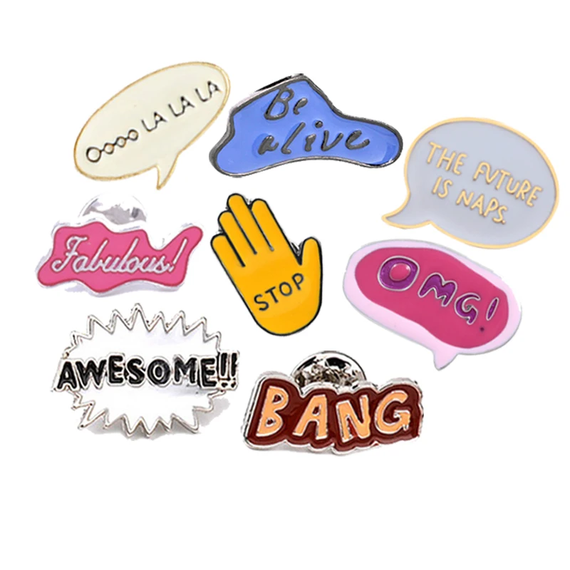 

Quote Icons Enamel Pins Cartoon Funny Brooches OMG Letter Clothes Lapel Pin Metal Button Bag Badge Unisex Fashion Jewelry Gifts