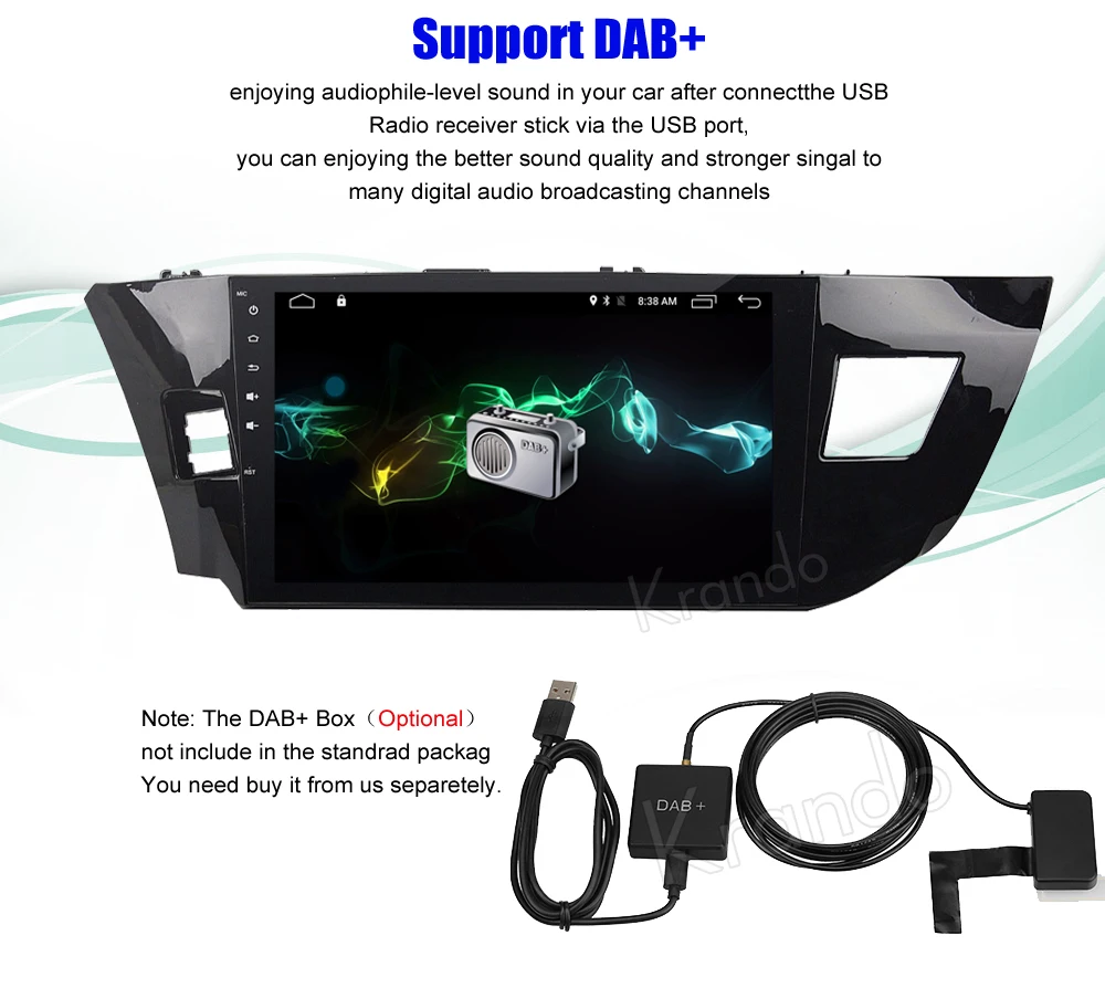 Krando toyota corolla Android car radio gps navigation multimedia system (6)