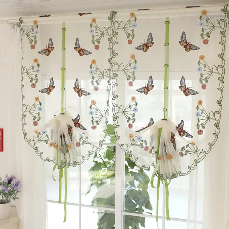 Buy Pastoral embroidered butterflies balloon voile
