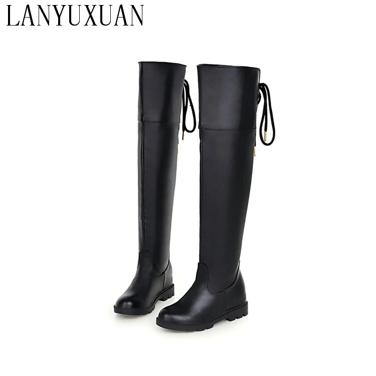 

LANYUXUIA Winter Boots Big Size 34-43 Brand Design Patch Color Over The Knee Boots Thick Sole Platform Slim Long Autumn 809