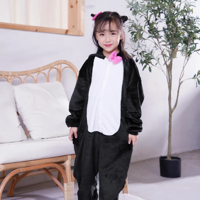 SAILEROAD Girls Pajamas Children Cute Cat Onesies Pijamas Kids Animals Pyjamas Child Flannel Kigurumi Pajamas Boys Sleepwear Set