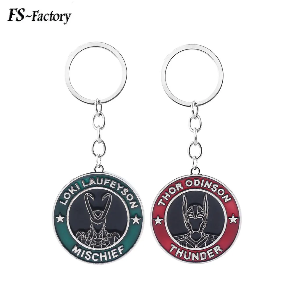 

Marvel Avengers Thor God Of Thunder Keychain Loki God Of Mischief Letter Logo Key Chain Weapon Mjolnir Car Keyring Men Jewelry