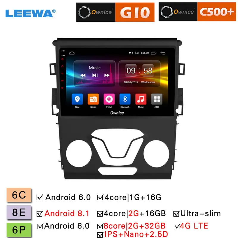 Best LEEWA 9 " Android 8.1 8-Core/DDR3 2G/32G/Support 4G LTE Car Media Player With GPS/FM/AM RDS Radio For Ford Mondeo 2013-2017 0