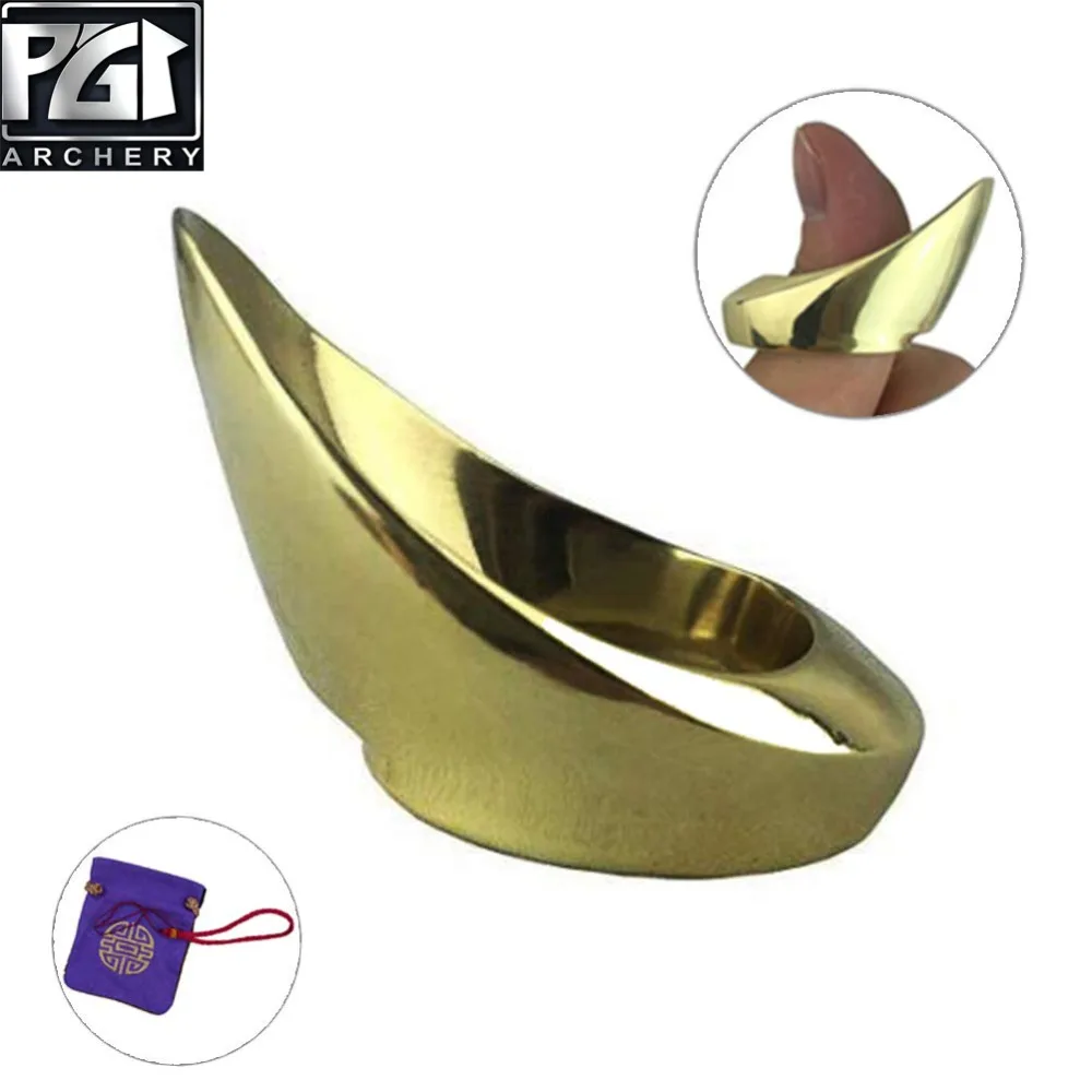 

PG1ARCHERY Golden Color Archery Thumb Ring Handmade Archer's Painless Finger Protector for Bow Archery Finger