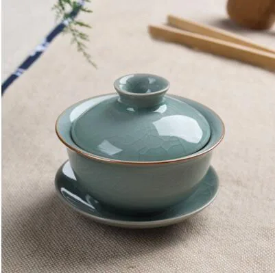 Горячая Распродажа, ru печи пигментированные anxi tieguanyin gaiwan, набор из трех предметов, двойная линия, Цзиндэчжэнь, инструмент для белого чая - Цвет: t40