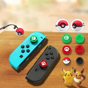 

4pcs Thumb Grips Caps For NS Nintend Switch Soft Silicone Poke Ball Button Joy-Con Controller joystick caps Games Accessories