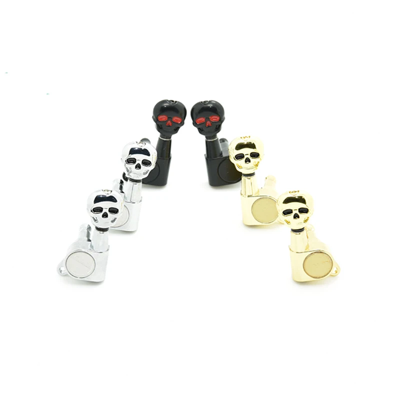 MoonEmbassy 6 PCS 3R3L Skull Head Guitar Tuning Pegs Acoustic Guitar