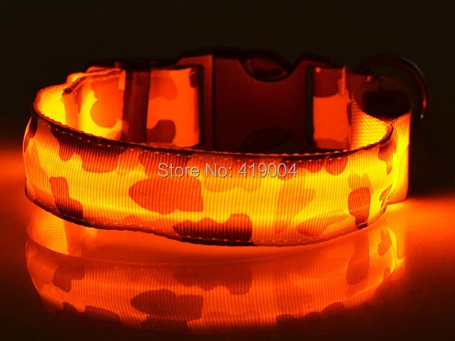 Free shipping Camouflage Adjustable LED Pet Cat Camo Dog Collar Safety Glow Necklace Flashing Lighting Up Harness 50pcs/lot | Дом и сад