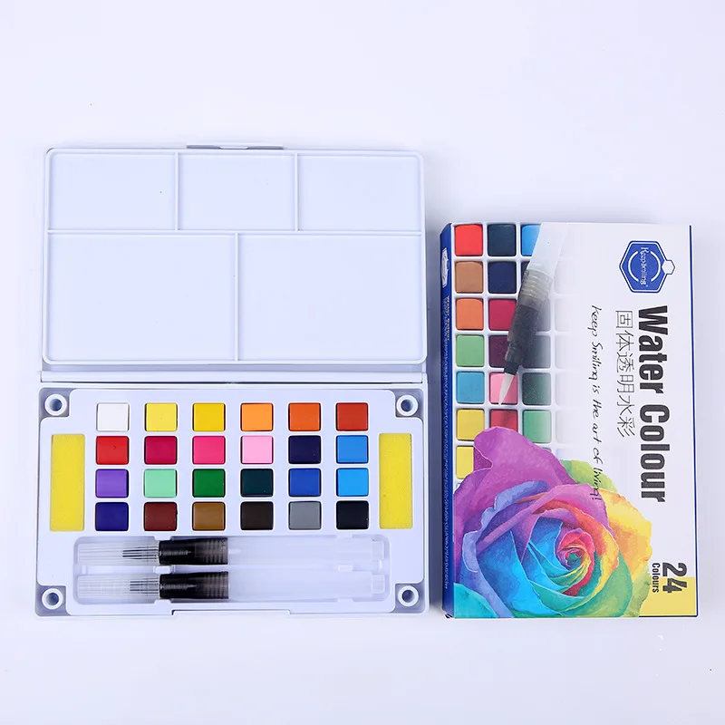 Keep Smiling 36 Colors Solid Watercolor Paints With Painting brush