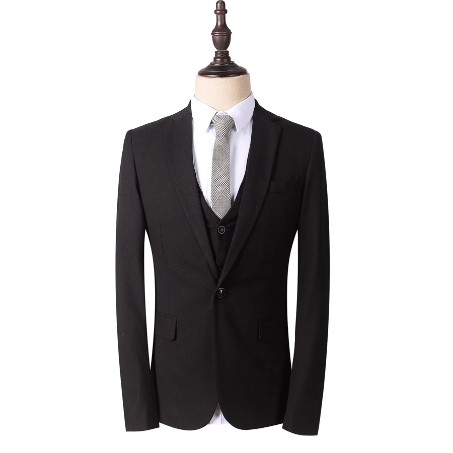 Classic Black Business Suit 3 Pieces (Jacket+Vest+Pants) Groom Tuxedos Wedding Suits Slim Fit for Men Single Breasted 2019 New