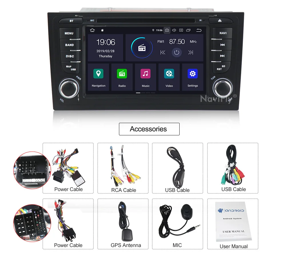 Flash Deal NaviFly 7" 2 din Android 9.0 for Audi/A6/S6/RS6 1997-2004 Car multimedia player with dvd radio gps system RDS FM 4 Flash Deal NaviFly 7" 2 din Android 9.0 for Audi/A6/S6/RS6 1997-2004 Car multimedia player with dvd radio gps system RDS FM 4