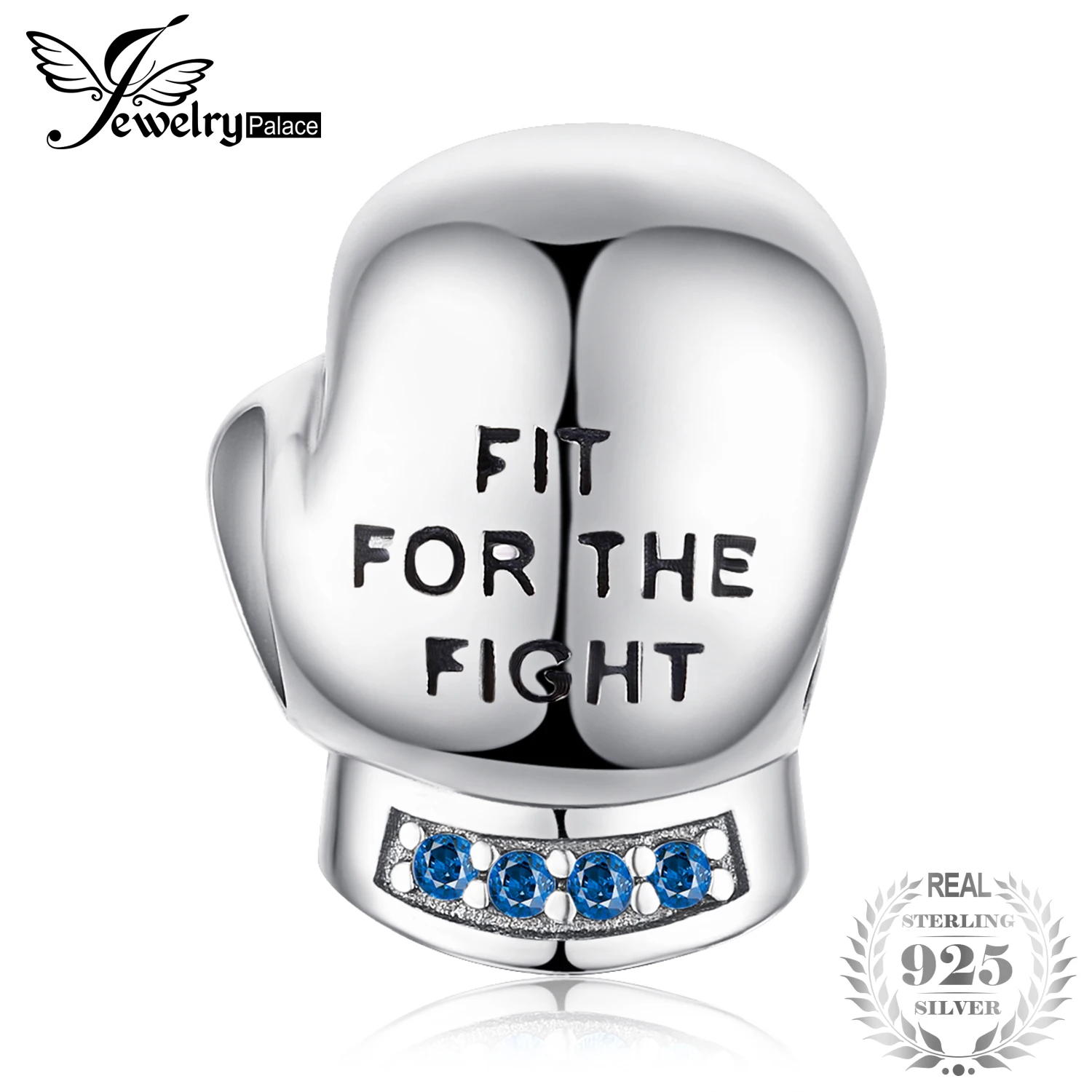 JewelryPalace Boxing Glove Beads Fit for the Fight Blue Cubic Zirconia