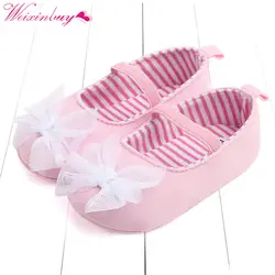 Новорожденных для маленьких девочек малышей Принцесса Обувь весна/осень Обувь для младенцев хлопок розовый полосатый новорожденных для