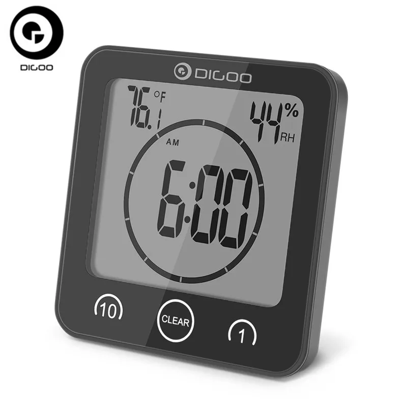 

Digoo DG-BC10 Digital LCD Bathroom Wall Clock Waterproof Suction Cups Countdown Timer Indoor Humidity Thermometer Alarm Clock