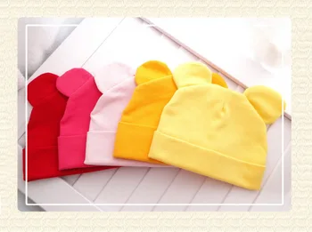 

DHL 100pcs Baby Hat Cotton Ear Hat For Girls Fashion Cartoon Boys Caps Spring Children's Hats Caps
