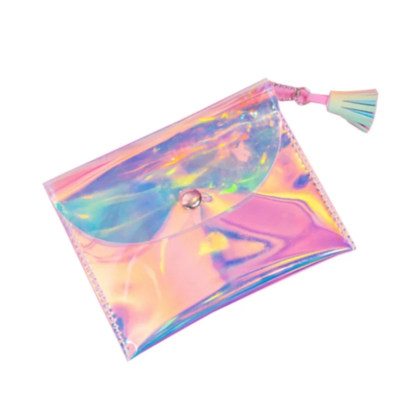 

storage bags Laser Storage Bag Hologram Laser Pouch Cosmetic Organizer Case Short Bank Card Holder Storage Envelope Bag