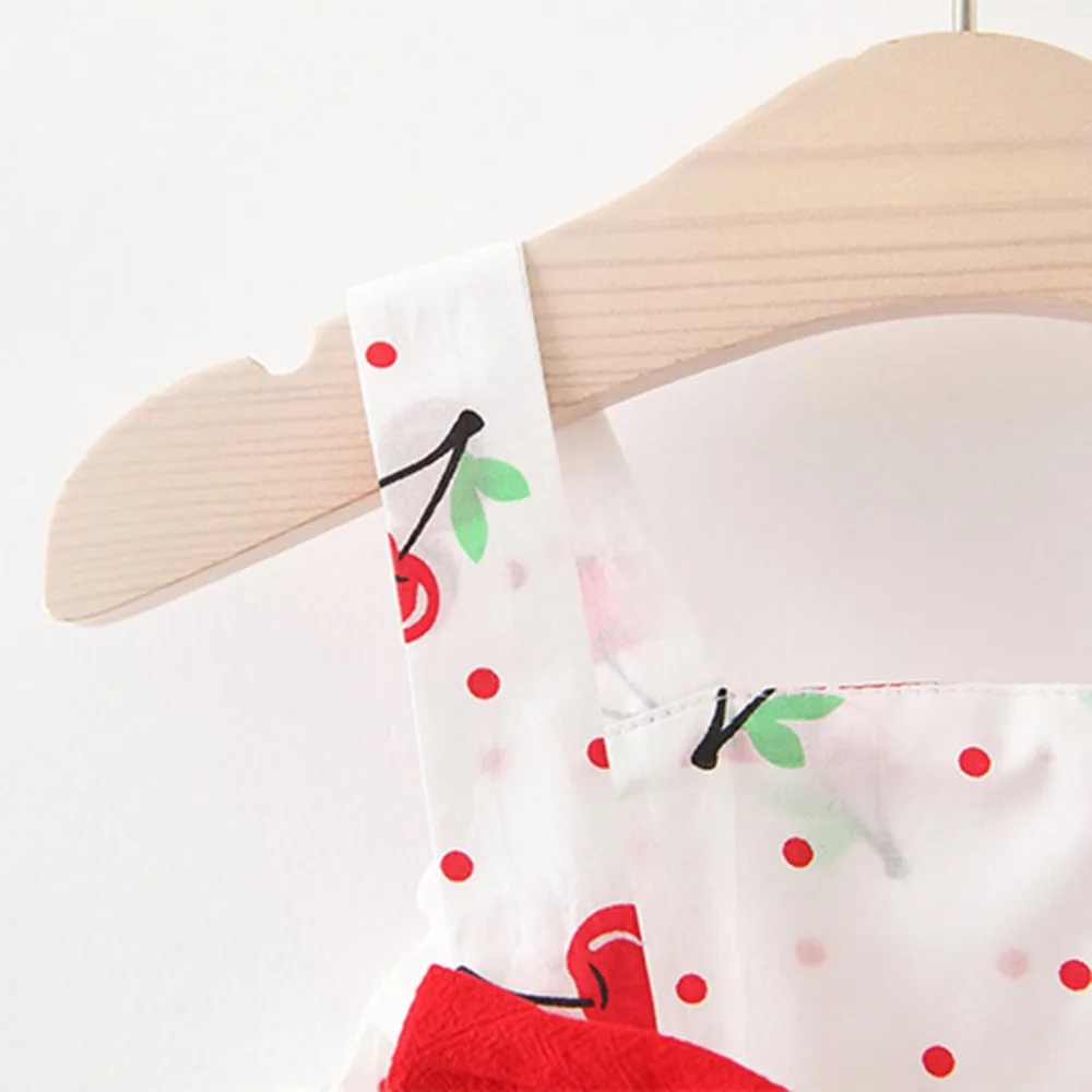 Toddler Baby Kids Girls Sleeveless Cherry Dot Princess Dresses Bow Hat Outfits vestido robe fille  #4j08 (15)