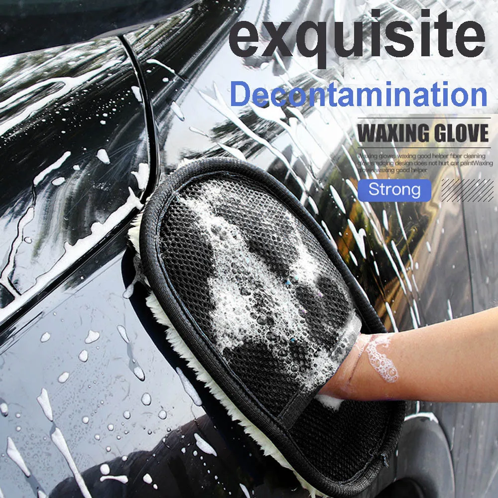 

Plush delicate Plush Car Wash Clean Sponge Brush Glass metal PVC plastics leather Cleaner Wave Car Washing Gloves 23*16cm