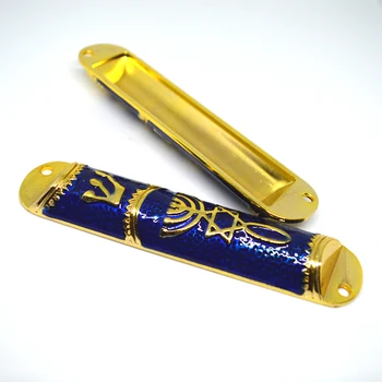 

Jewish Goods in Jerusalem, Israel, Bible Pillar Holy Book Mezuzah doorpost City of David blue color about 105mm length