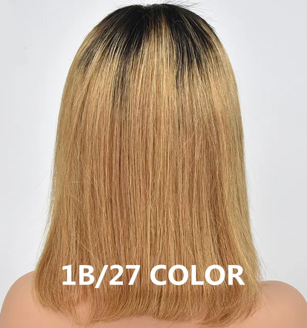 1b 27 эффектом деграде(переход от темного к парики Мёд блондинка бесклеевой 13x6 Синтетические волосы на кружеве парики прямые перуанские человеческие Волосы remy парики для Для женщин Nabeauty - Цвет: T1B/27