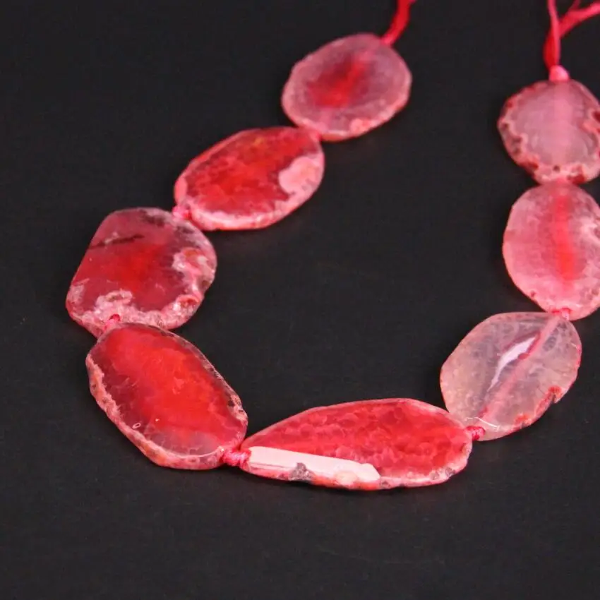 

15.5"/strand Large Pink Red Natural Dragon Veins Agates Freeform Faceted Slab Nugget Beads,Raw Gems Stone Slice Pendants Jewelry