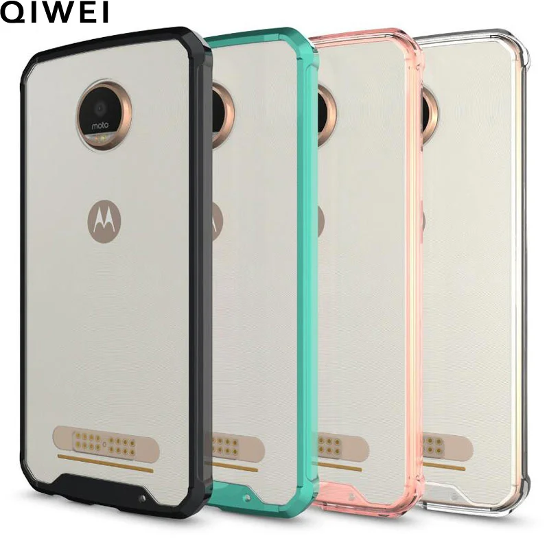 

For Motorola MOTO Z Play Case Crystal Hybrid Bumper Clear Hard Acrylic Back Cover for MOTO Z Play Protector Phone Cases Z Play