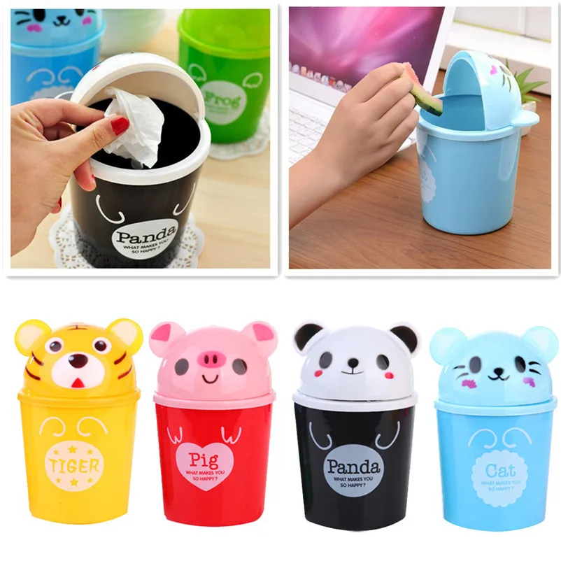 Interior Accessories Car Trash Trumpet Desktops Mini Creative Covered Kitchen Living Room trash can for the table N09  (5)