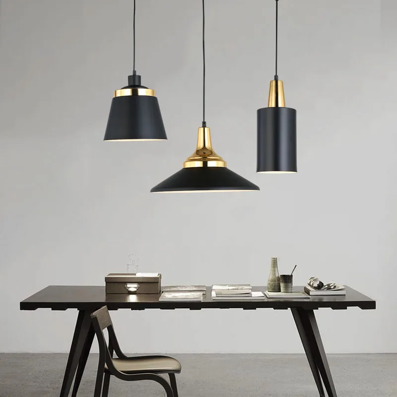Modern Metal Pendant Light ABC Indoor Lighting Fixture Black White Gold Pendant Lamp Contemporary Hanging Edison Pendant Light Restaurant Dining Room Light (2)