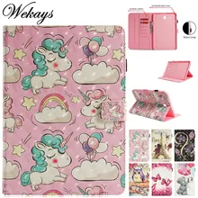 Wekays For Samsung Tab E 9.6 T560 Cartoon Unicorn 3D Leather Funda Case For Samsung Galaxy Tab E 9.6 T560 T561 Tablet Cover Case