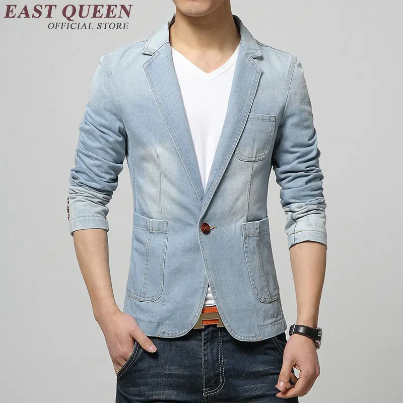 Denim blazer men male business wedding blazer for men christmas suit dress jacket latest coat pant designs KK2371