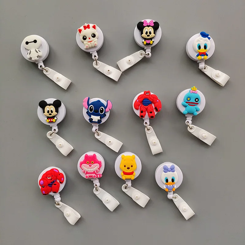 

12 pcs Kawaii Cartoon Nurse Id Card Holder Retractable Good Quality Stitch Nurse Badge Holder Office Supplies with White Strap