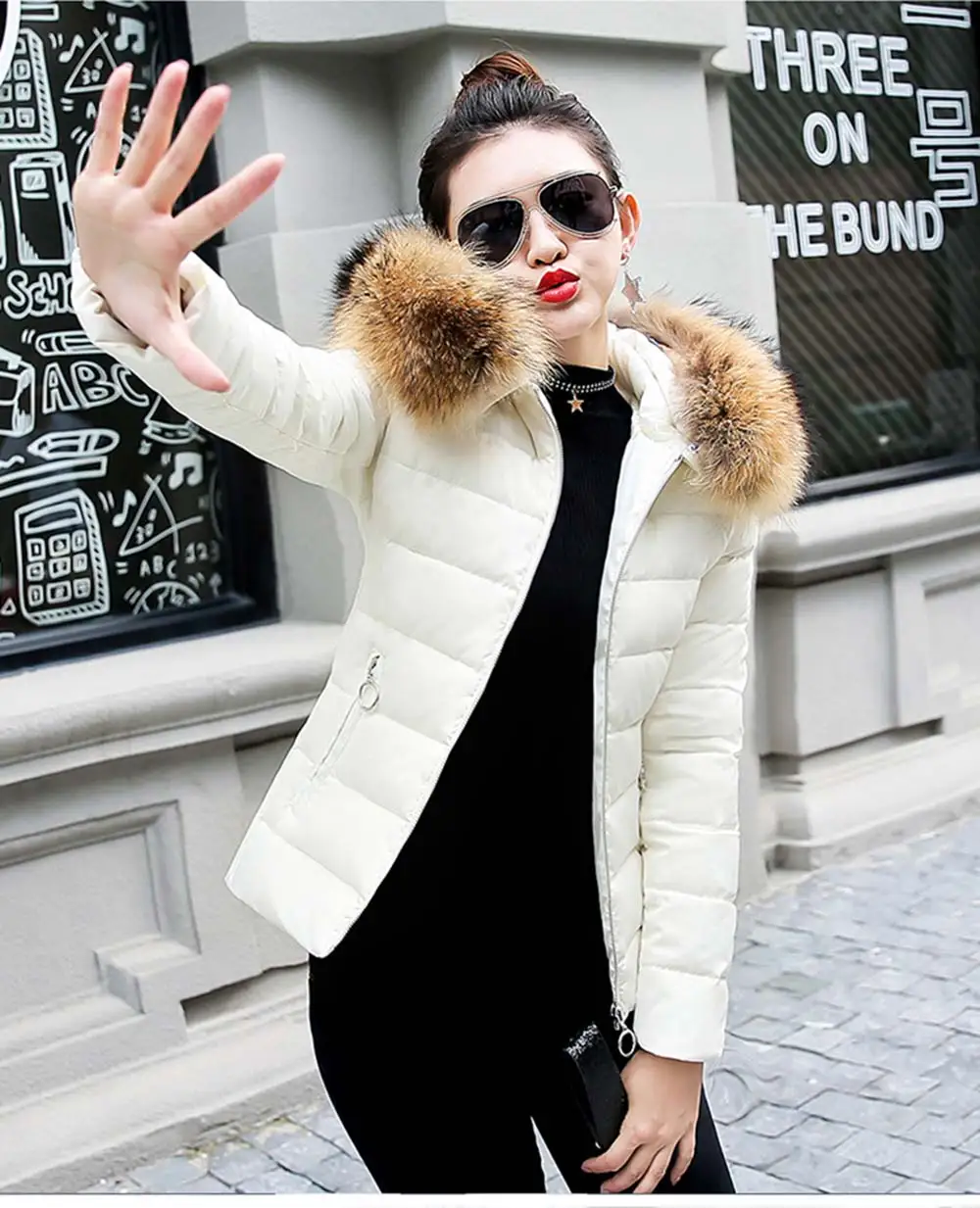 PinkyIsBlack женская зимняя куртка с капюшоном размера плюс 3XL с меховым воротником теплые толстые короткие парки с хлопковой подкладкой женские пальто