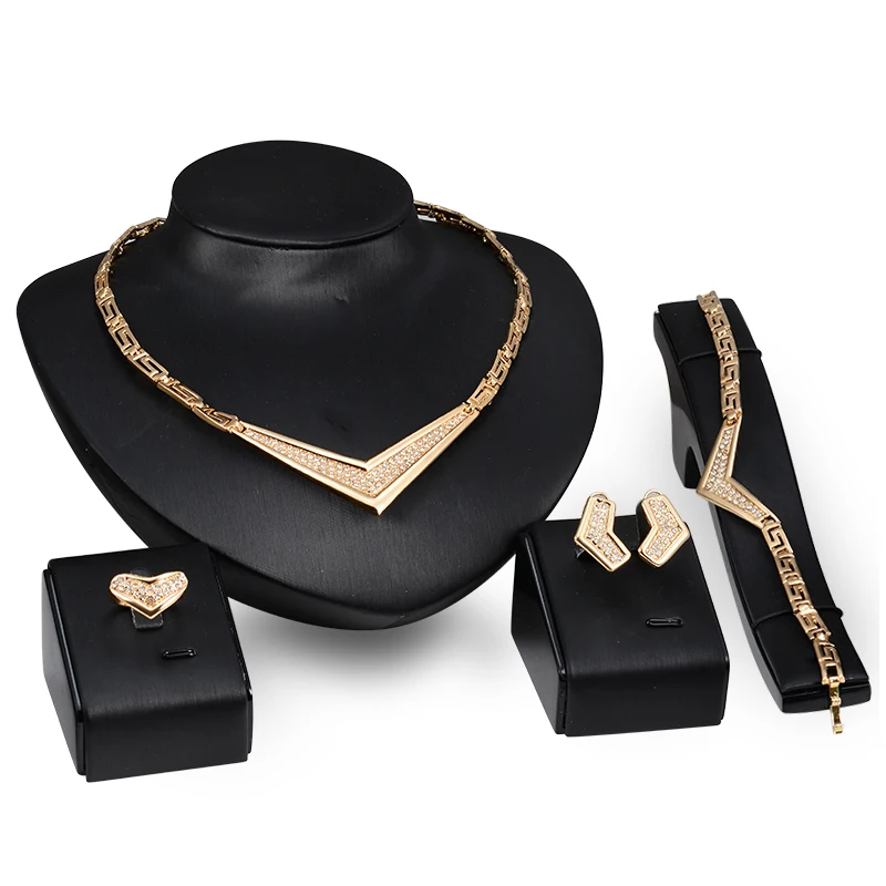Hot New Wholesale Rose Gold Color Jewelry Set Elegant Necklace Trendy