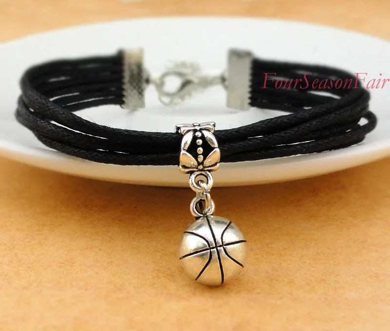 Customizable Black Cord Handmade Infinity Love basketball bracelet ...