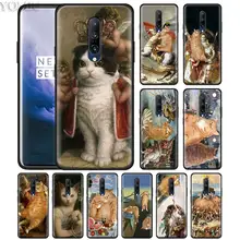 Funny Pat Cat Art Aesthetics painting Phone Case for Oneplus 7 7Pro 6 6T Oneplus 7 Pro 6T Black Silicone Soft Case Cover