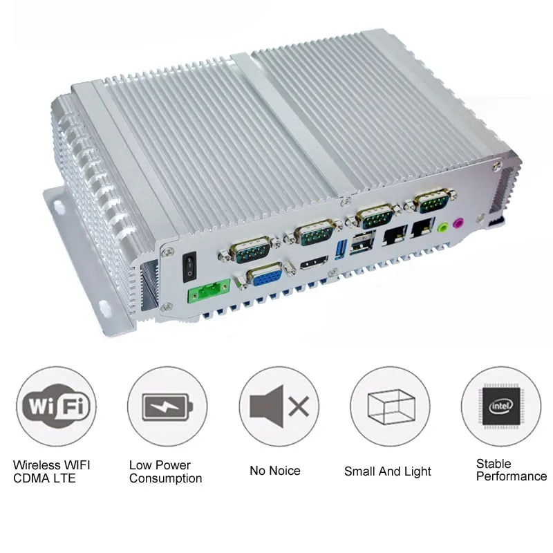 Дешевые безвентиляторный J1900 Firewall Mini Server Computer Firewall Mini PC сервер Linux Mini PC 2 Ethernet Порты и разъёмы