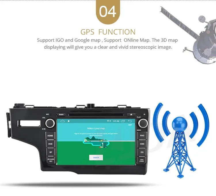 Sale LJDA 1Din Android 9.1 Car Radio For Honda JAZZ FIT 2014 2015 WIFI Car Multimedia Player Stereo GPS Navigation DVD IPS Auto Audio 6