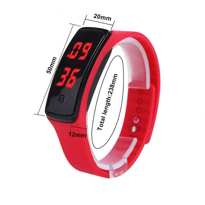 Высокая мода спортивный светодиодный для женщин часы яркого цвета силиконовой резины сенсорный экран цифровые часы водонепроницаемый браслет наручные часы DSM