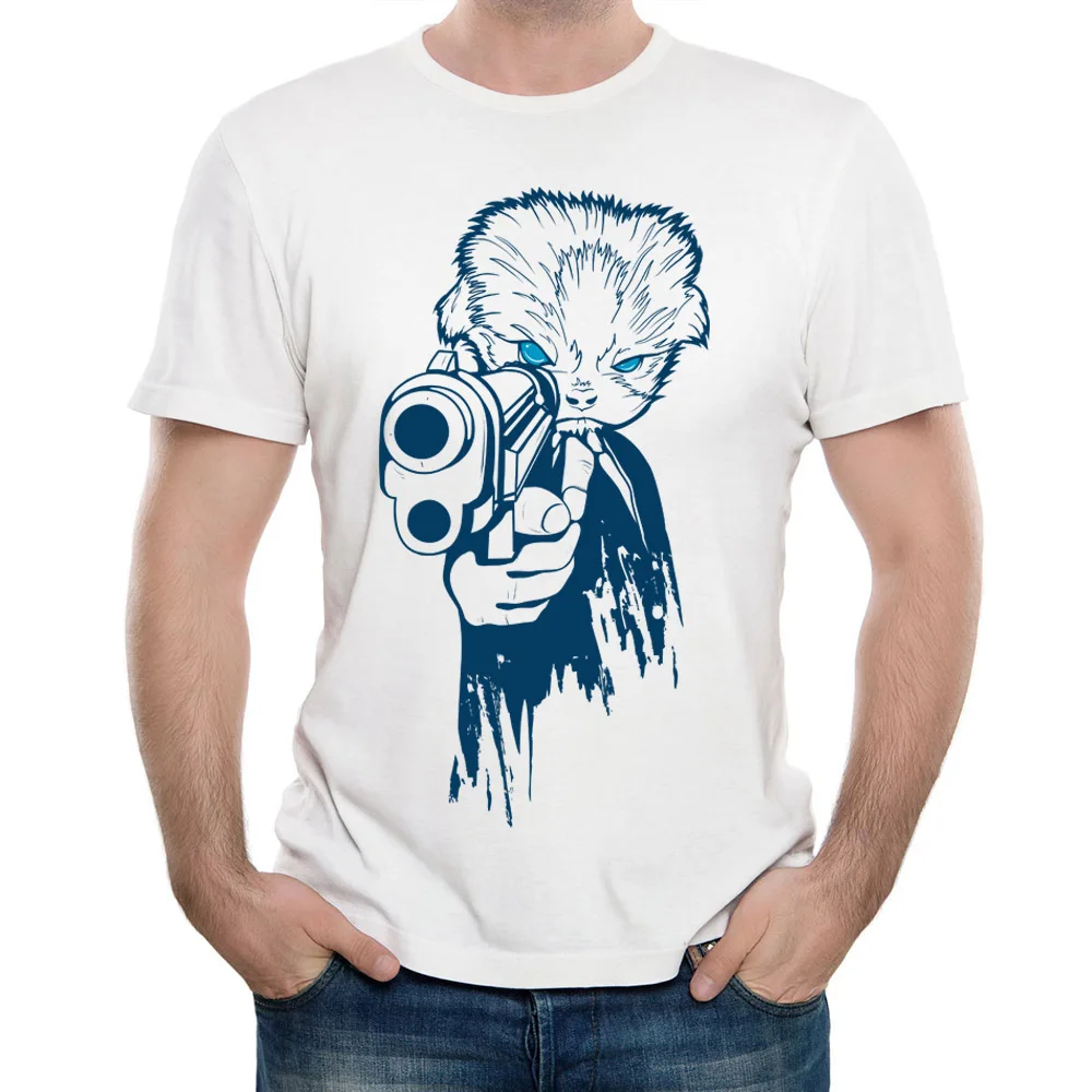 2017 Baru Kartun Mafia Hewan Keren Print T Shirt Katun Modal