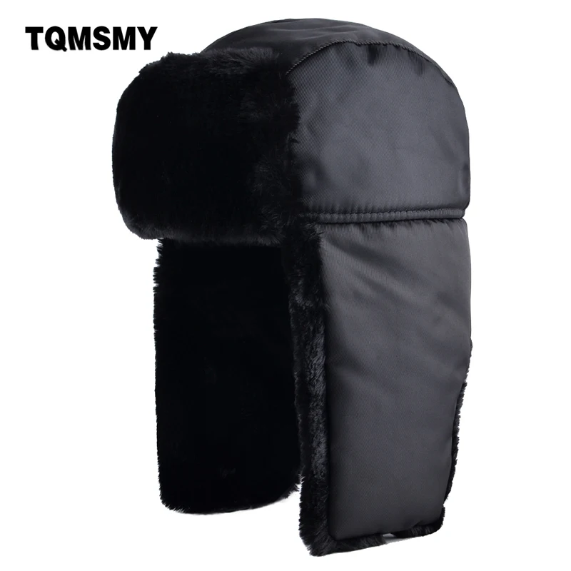 

TQMSMY Succinct winter Bomber Hats For Men caps Solid color Thicker bone Russian Snow Hat Man 's Ear Flaps lei feng cap