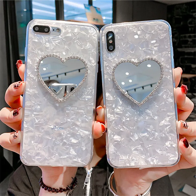 Роскошный Алмазный Мраморный зеркальный чехол для iphone 6 S 7 8 plus X XR XS MAX samsung Galaxy S8 S9