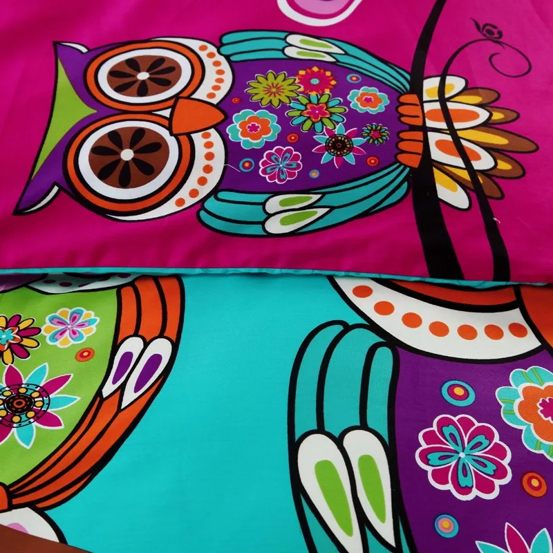  100% Cotton 3d owl Bedding set for kids boys king queen twin size bed sheet set bed linen duvet cov