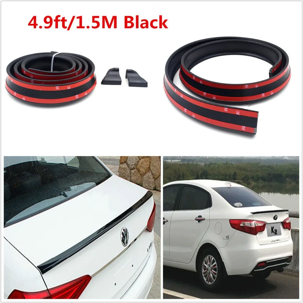 4.9ft//1.5M Universal Carbon Fiber Car Rear Roof Trunk Spoiler Wing Lip Sticker