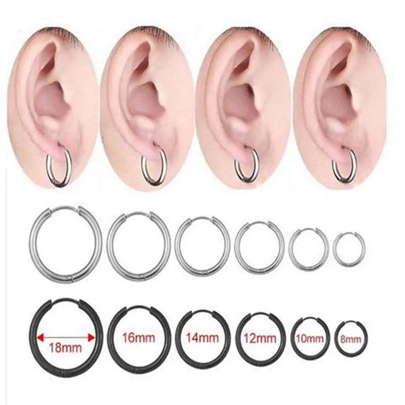 

HOT Design Cool Punk Men's Hoop Earrings For Woman Round Piercing Hypoallergenic Circle Earring Vintage Male Jewelry