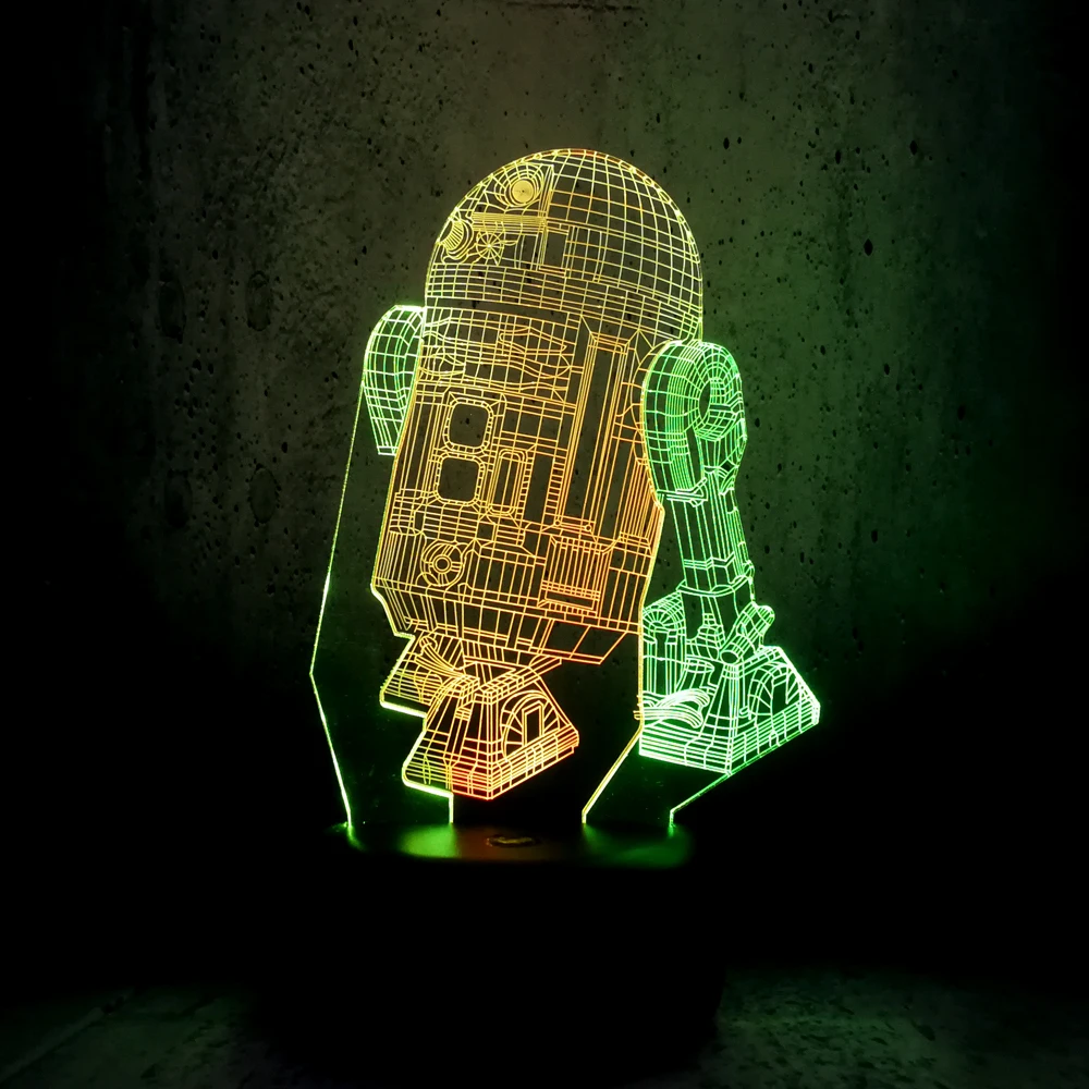 Новый 3D Звездные войны персонаж R2 D2 робот мультфильм лампа смешанный цвет