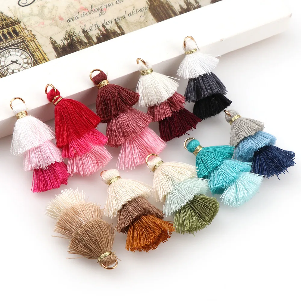 

6PCS/lot Triple Mixed Tassel Cotton Fringe Decorative Handmade DIY Accessories For Jewelry Garment/Curtain Sewing Craft