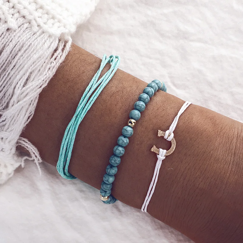 

3pcs/set Bohemian Handmade Woven Beads Bracelet Fashion Damskie Bracelets For Women Charm Pulseras Mujer Jewelry Gift